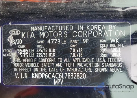 2020 Kia Sportage S from USA, damaged, VIN KNDP6CAC6L7832820